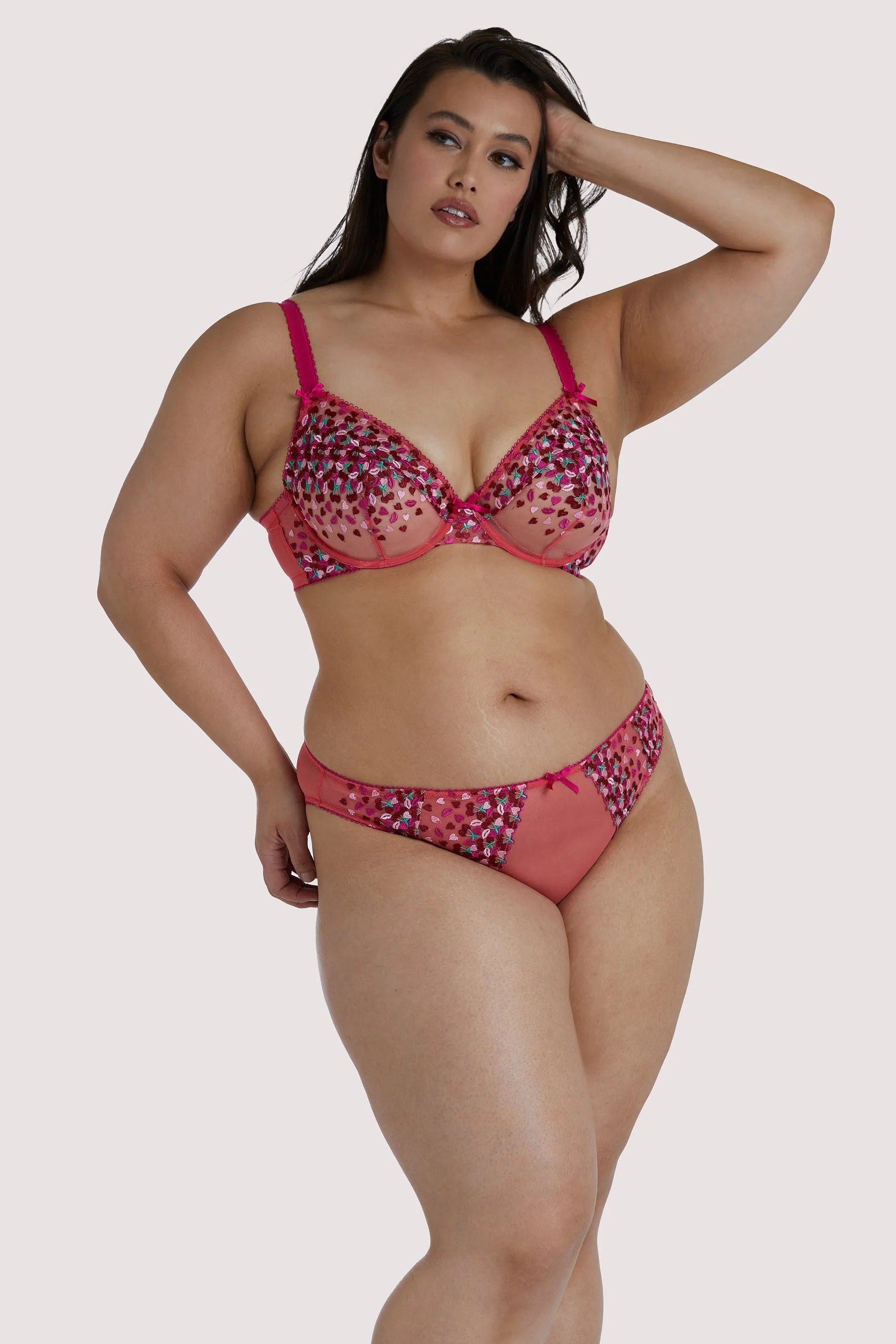 Cherry Embroidery Coral Brief