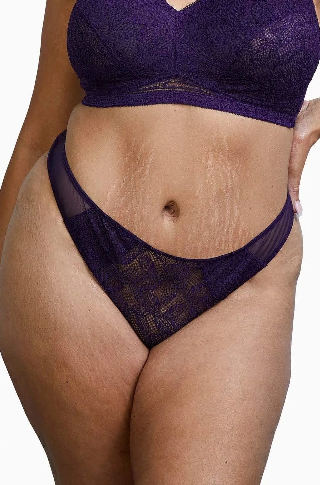 Emma Vine Purple Brazilian Lace Brief