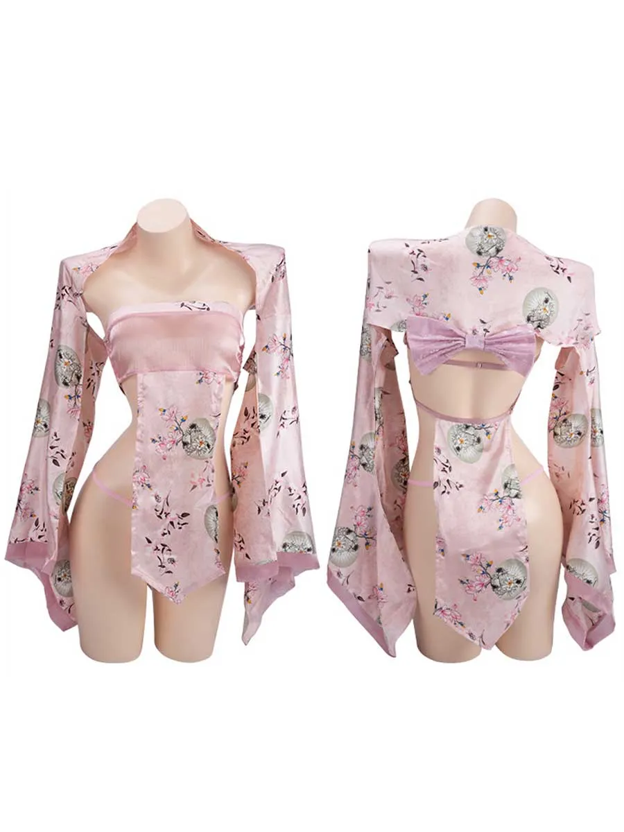 Floral Print Japanese Yukata Outfit