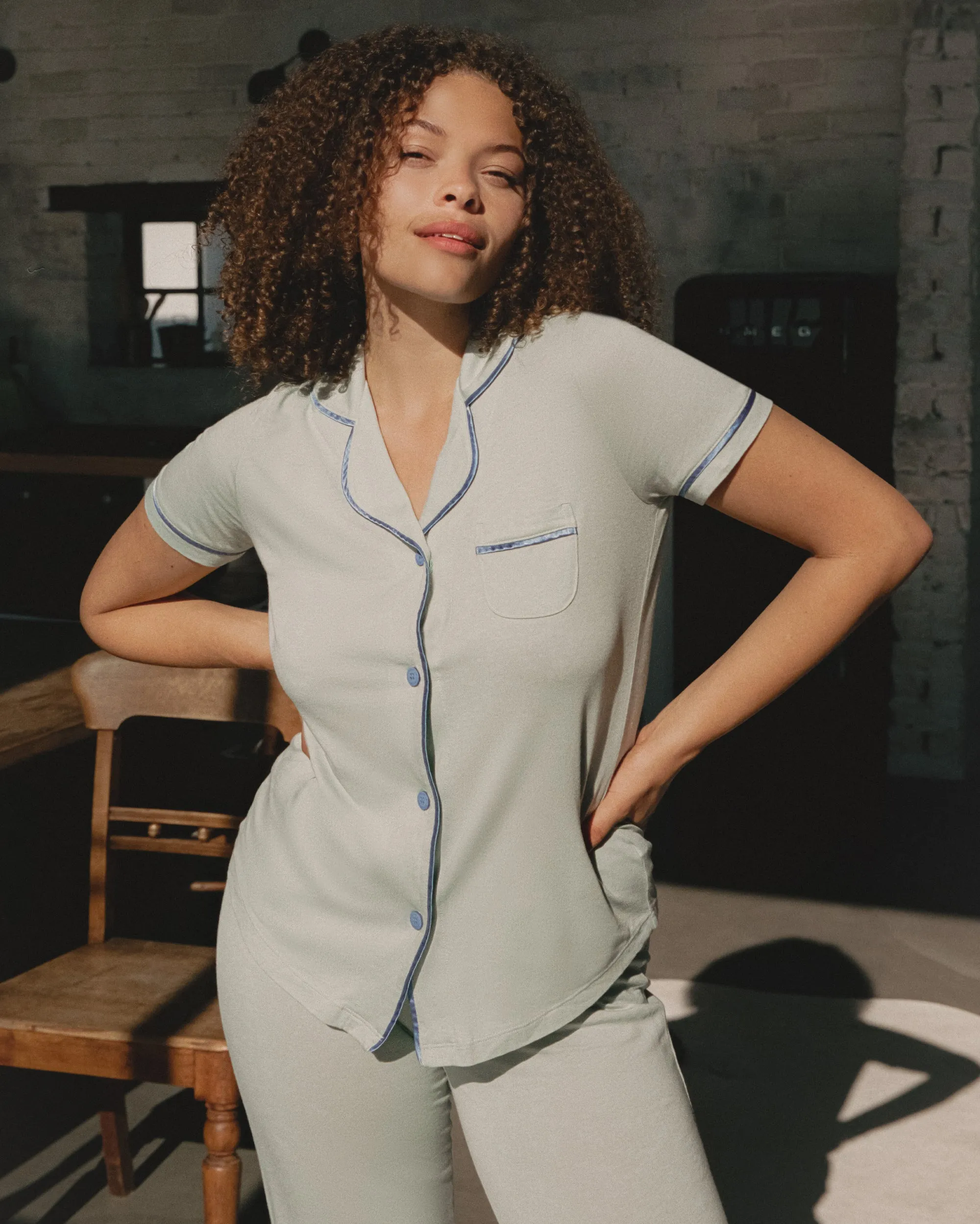 Kurzrmeliges Top & Hose Pyjama-Set