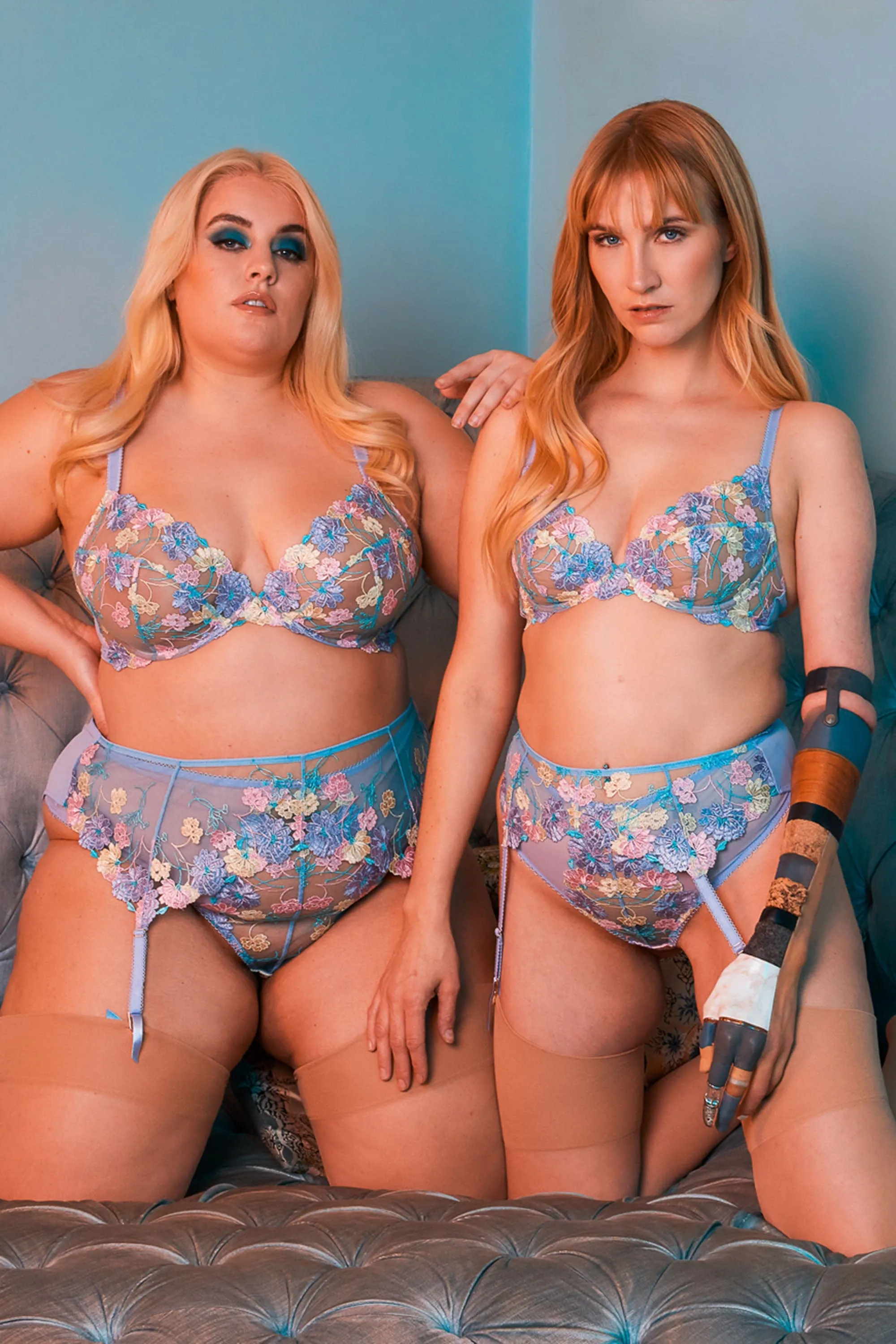 Luna Pastel Embroidered Picot Elastic Suspender