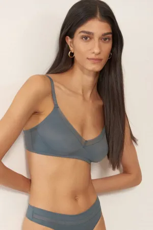 Nano Soft Cup Bralette in Blue. Size XS (UK 32B/34A)