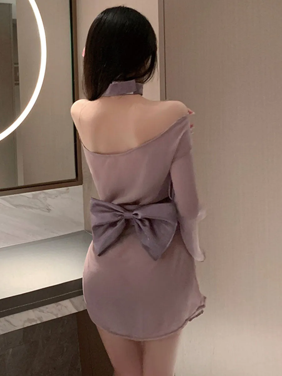 Purple Obi Kimono Lingerie Dress