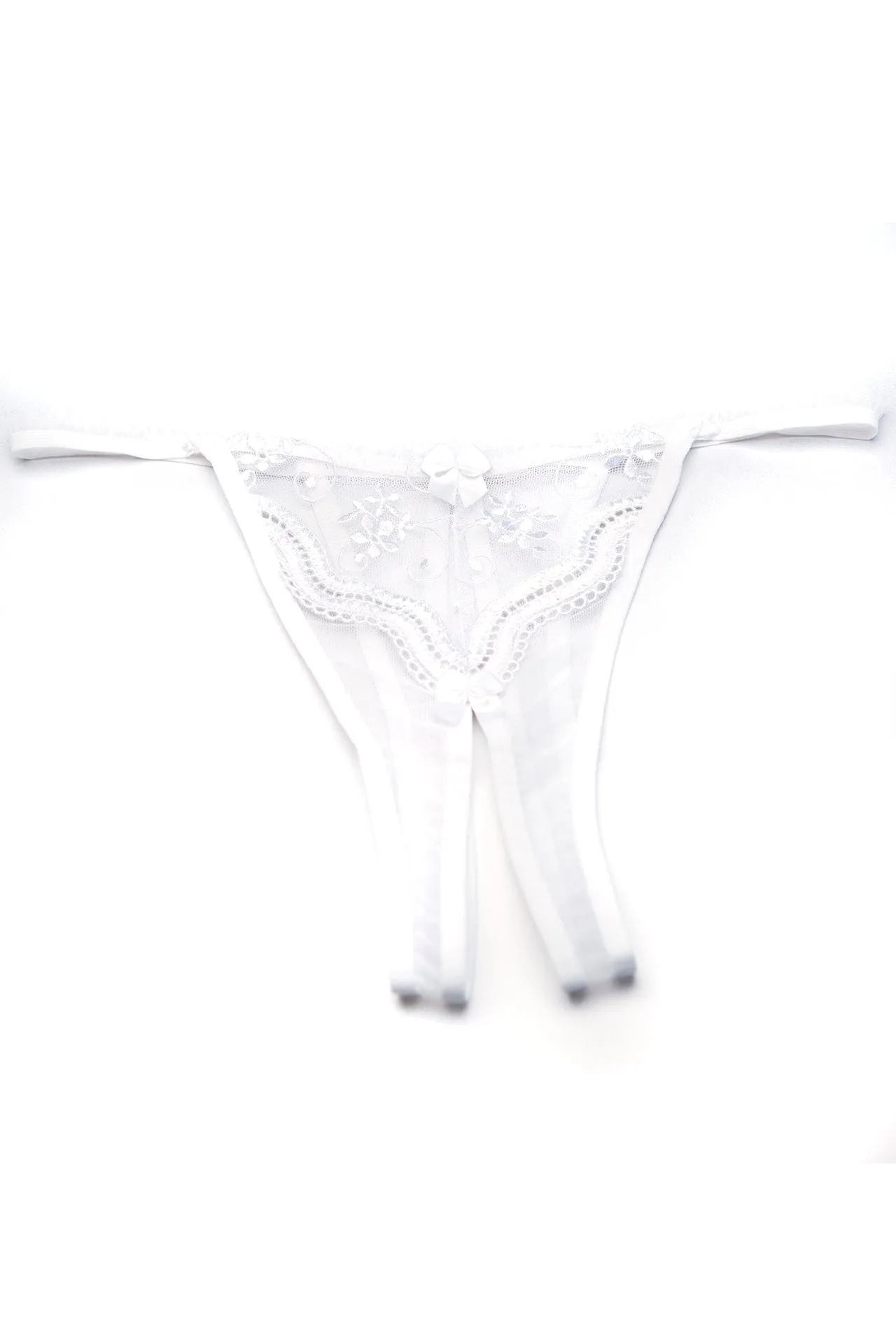 Scalloped Embroidery Crotchless Thong