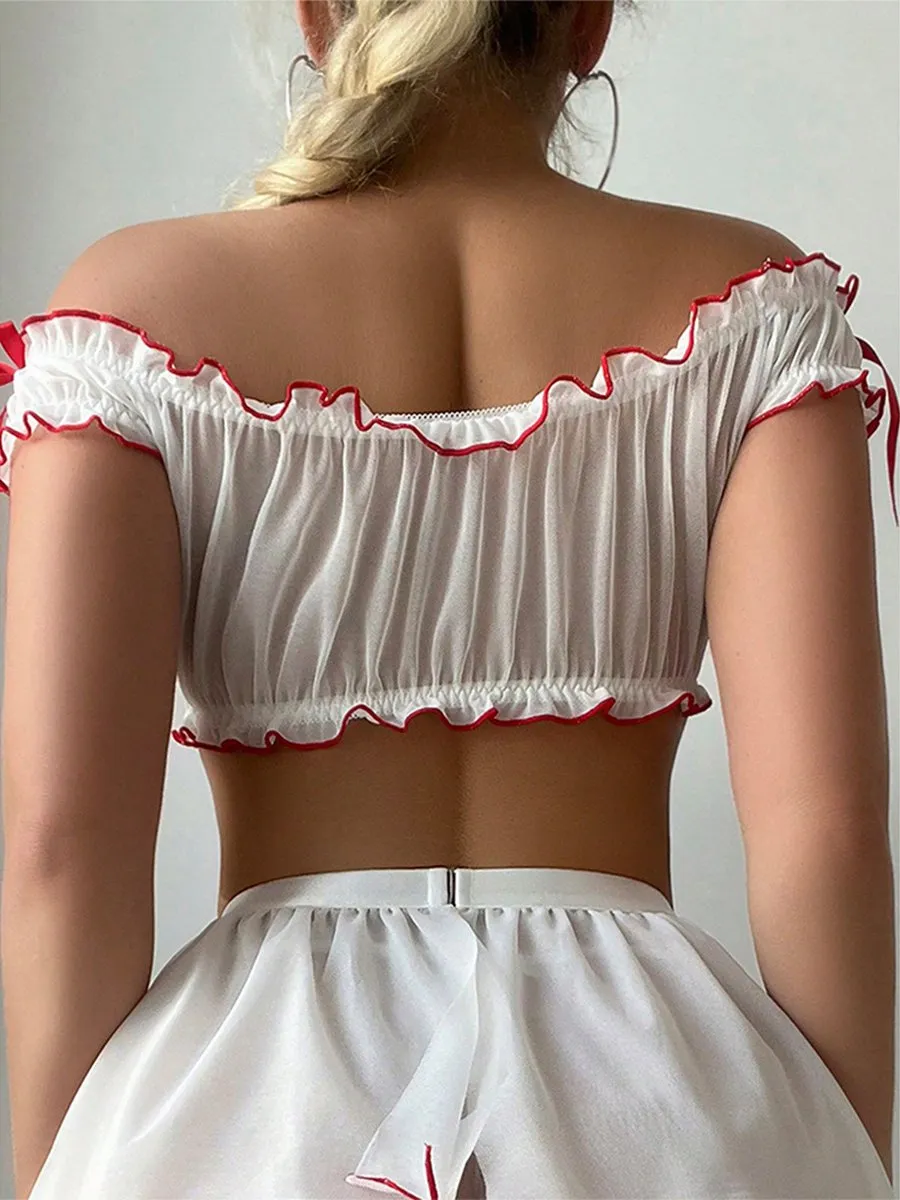 Sheer Nurse Crop Top and Skirt Set