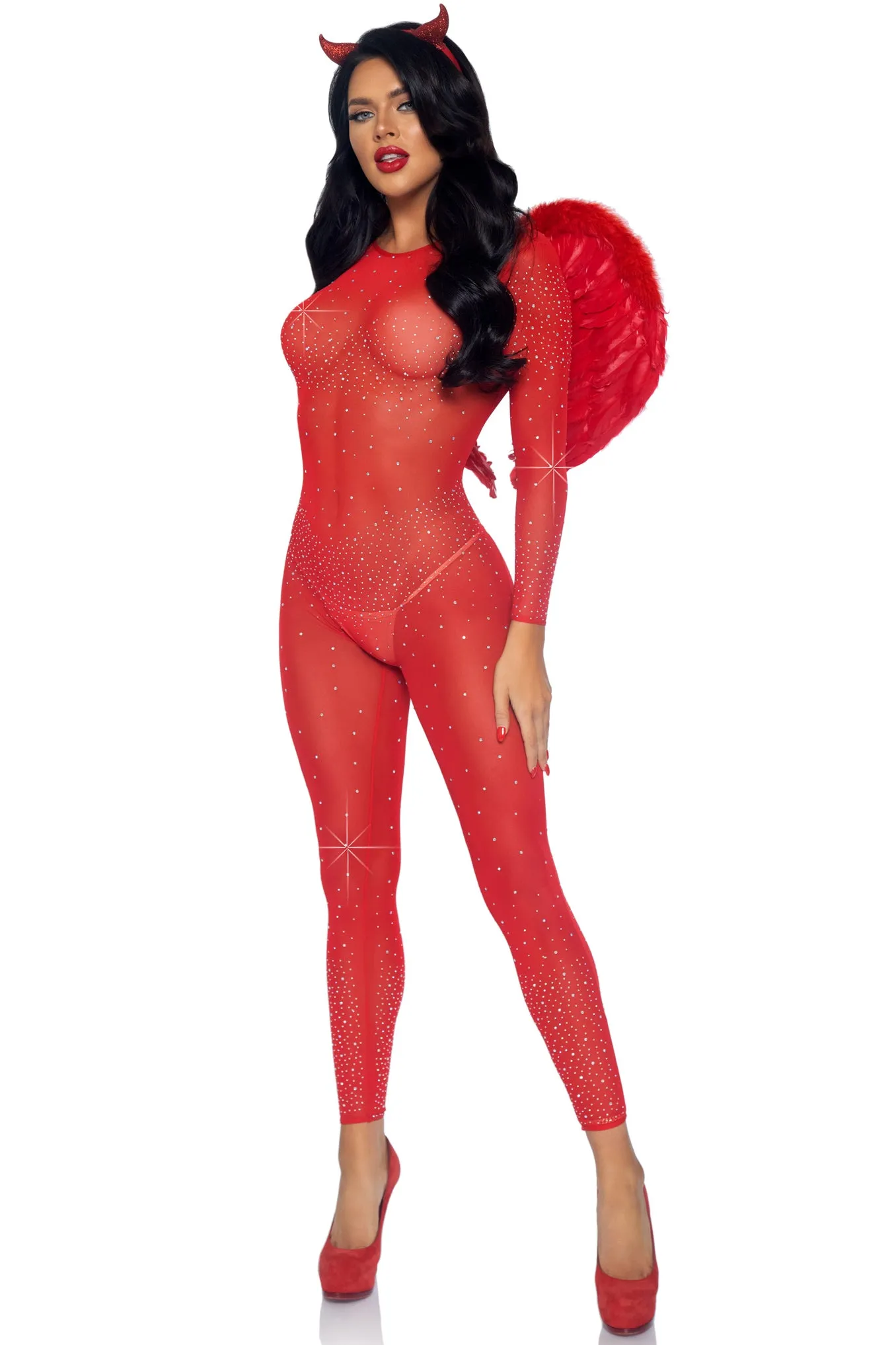 Sheer Rhinestone Catsuit