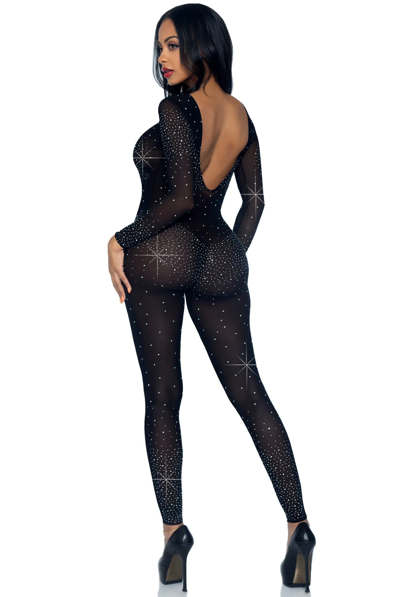 Sheer Rhinestone Catsuit