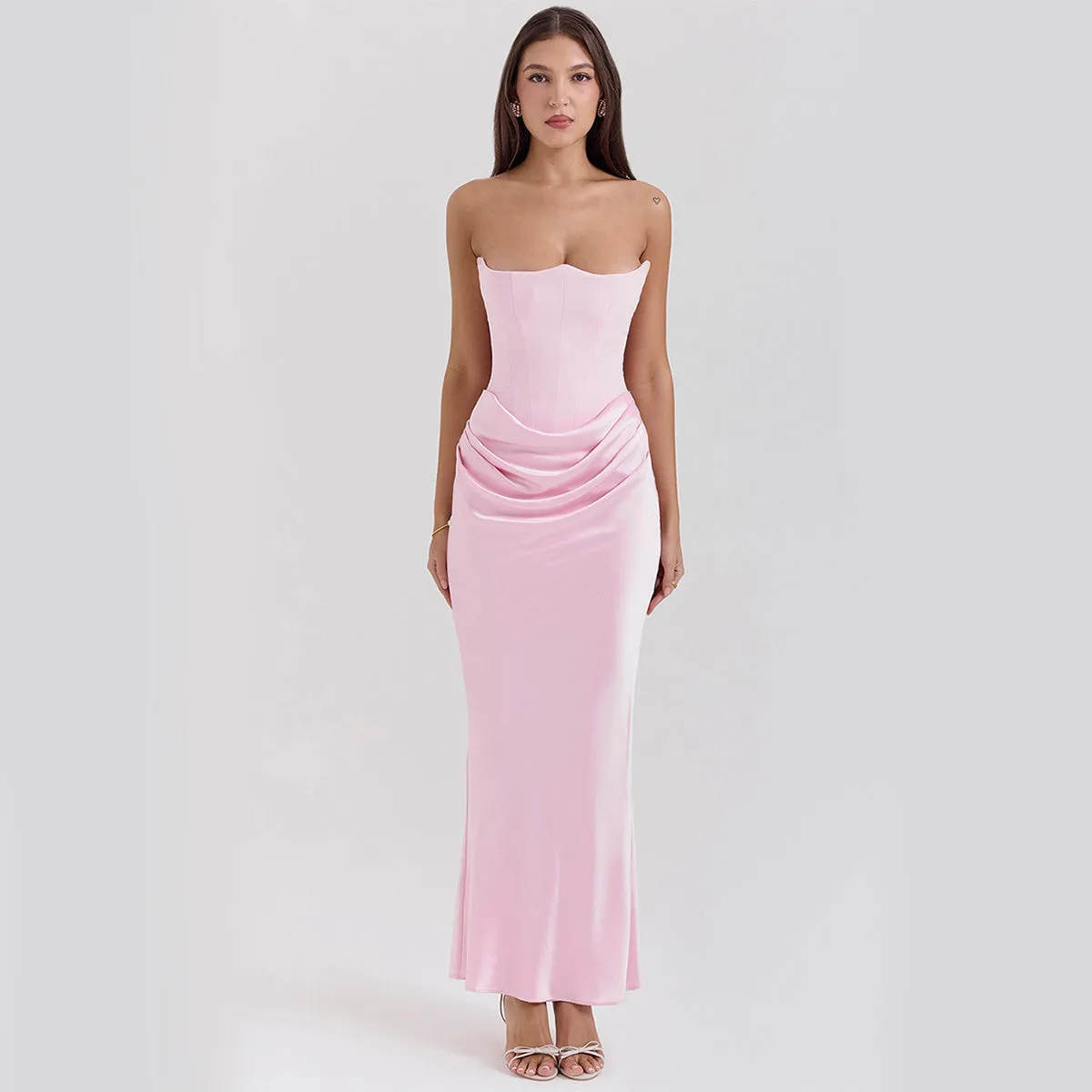 Slim Tube Top Long Dress Sexy Fashion Bandeau Backless Party Evening Dresses For Women Clothing