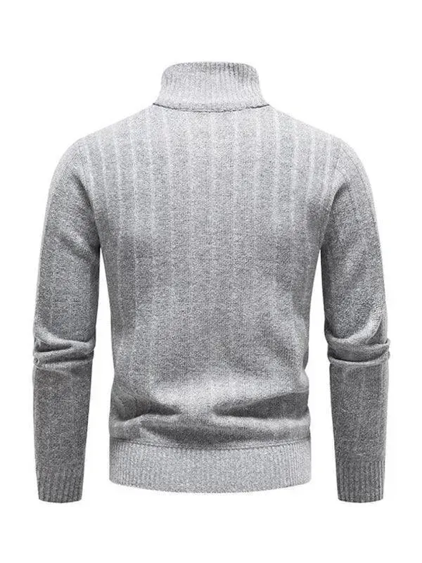 Stand Collar Zipper Men Pullover Sweater